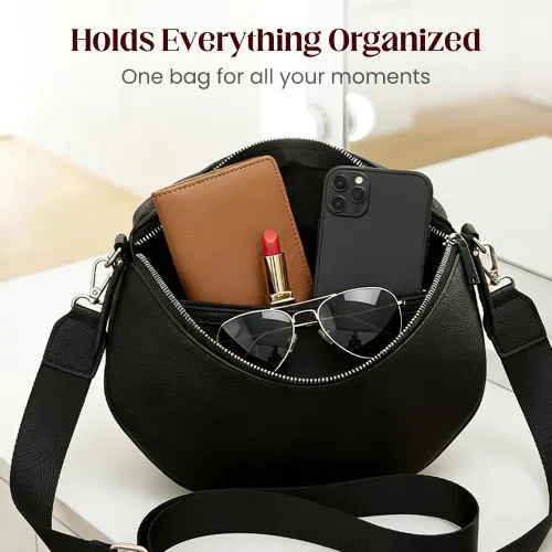 Vista 5 de Large Fanny Pack Crossbody Sling Bags,Crossbody Bags for Women Large Vegan Leather Bum Bag with Coin Purse (Black)