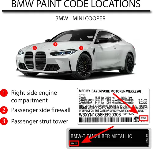 Vista 3 de R&E Paint Supply para BMW 850, blanco pimienta, kit de retoque