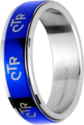 Vista 2 de J38C Tamaño 12 Anillo Spinner Azul Mormón LDS CTR