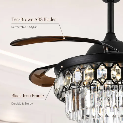Vista 15 de Ventilador de techo de cristal moderno Fandian de 42 pulgadas con luces 3 - Capa de cristal