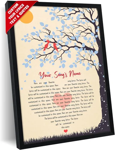 Vista 34 de SANTANNA Letras de música personalizadas, impresiones artísticas para decoración de pared (amor clásico y aniversario de canción favorita)