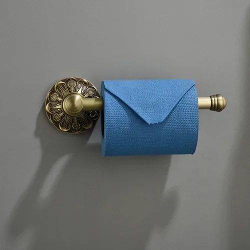 Vista 2 de Portaescobillas + soporte para papel higiénico, juego de accesorios de baño de latón