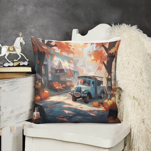 Vista 16 de Fundas de almohada para sofá de 12 x 12 pulgadas, diseño cuadrado de otoño y granja campestre, suave, estampado de doble cara, fundas decorativas