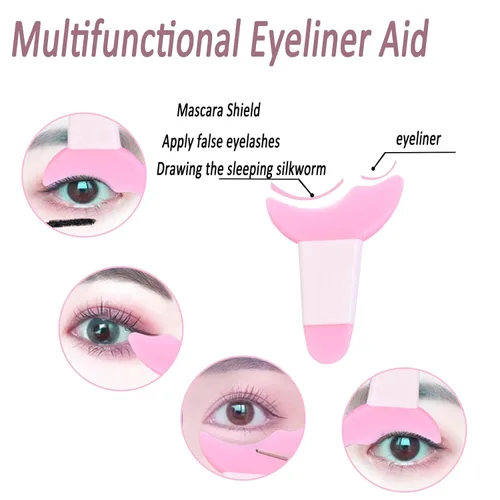 Vista 8 de 3 plantillas de delineador de ojos, protector de rímel, herramienta aplicadora de delineador de ojos de silicona, herramienta de maquillaje