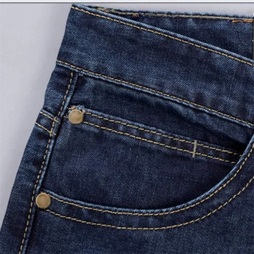 Vista 6 de Forthery - Pantalones de mezclilla elásticos de ajuste clásico azul para hombres, pantalones de mezclilla para adolescentes, niños y adolescentes