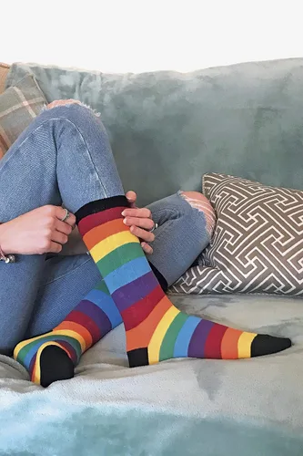 Vista 2 de Sock Snob - Paquete de 3 calcetines de algodón a rayas coloridas para hombre y mujer