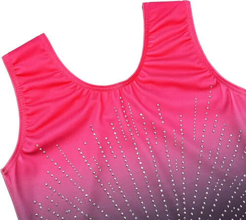 Vista 4 de BAOHULU Leotardo de gimnasia para niñas con diamantes brillantes para danza de ballet