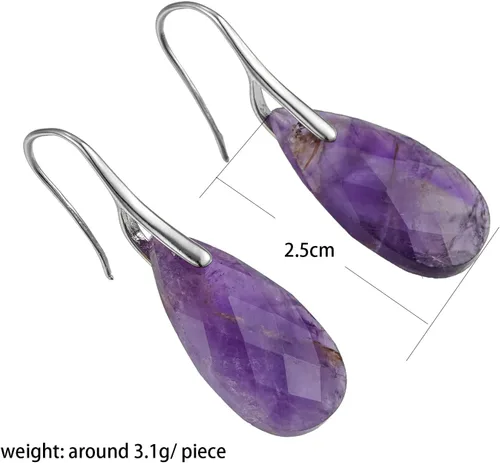 Vista 5 de Plumiss Aretes de piedra natural para mujer, con piedras curativas, hipoalergénicas, ligeros, colgantes de múltiples estilos, joyería para regalo