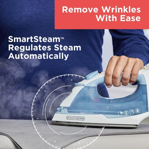 Vista 6 de BLACK+DECKER Plancha Compacta Easy Steam para Ropa, Apagado Automático, Placa Antiadherente, Ligera, 1200 Vatios (Paquete de 4)