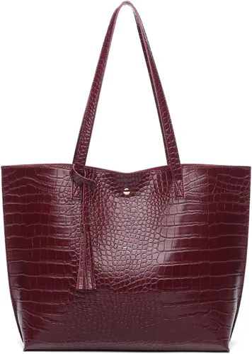 Vista 14 de Dreubea - Bolsa de hombro y de mano de piel sintética suave para mujer, con borla, de gran capacidad