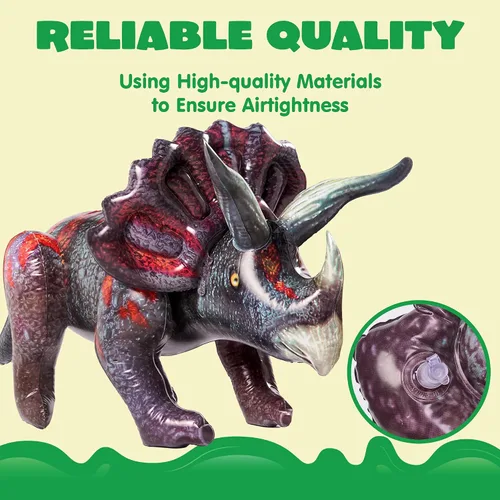 Vista 3 de JOYIN Juguete inflable de dinosaurio Triceratops de 43 pulgadas para decoraciones de fiesta, regalo de fiesta de cumpleaños para niños y adultos