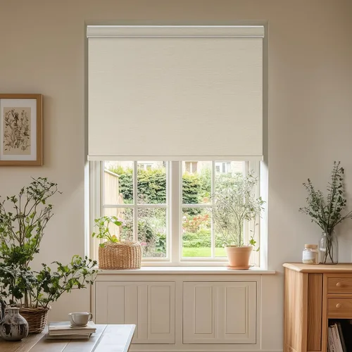 Vista 2 de Persianas enrollables opacas para ventanas, persianas enrollables inalámbricas con cenefa de cassette, persianas de ventana de jacquard a rayas