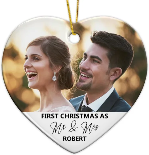 Vista 17 de Adorno de Navidad con foto personalizada 2025 para la familia, aniversario como el señor y la señora abuelos, carga cualquier imagen, cualquier foto