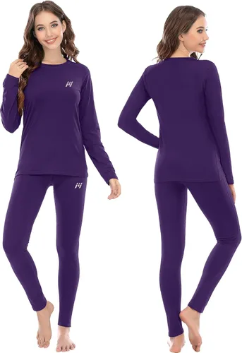 Vista 2 de MEETWEE Ropa interior térmica para mujer, conjunto de capa base cálida de invierno superior e inferior, equipo de esquí para clima frío con forro