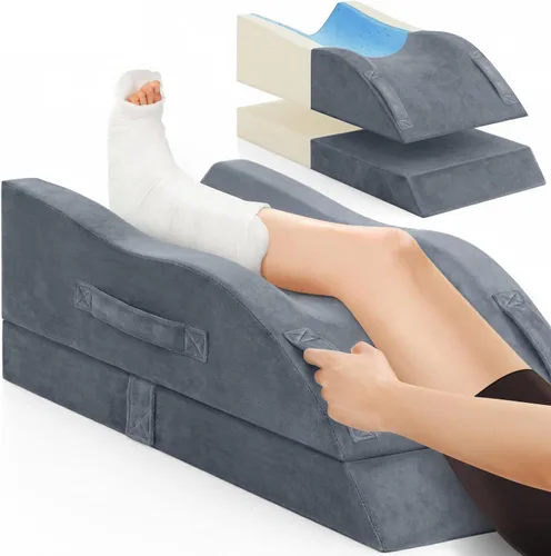 Vista 18 de TranquilRelax Almohadas de elevación de piernas, almohada de cuña para después de una cirugía o descanso, soporte de piernas de espuma viscoelástica