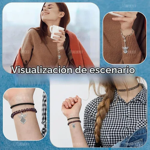 Vista 8 de AUEAR, Colgantes de plata antigua con dijes de ángel para hacer joyas de bricolaje, collar y pulsera