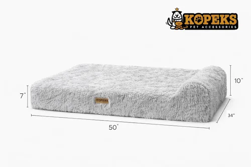 Vista 15 de KOPEKS Cama ortopédica de espuma viscoelástica para perros de 7 pulgadas de grosor, cama extragrande para perros con almohada, color marrón, 50 x 34