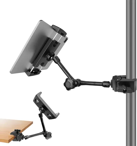 Vista 8 de Soporte de micrófono para tableta, soporte giratorio de 360° para iPad soporte para teléfono iPad soporte para micrófono, cinta de correr, bicicleta