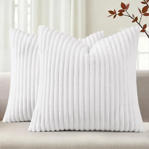 Vista 29 de Simmore Juego de 2 fundas de almohada decorativas de verano de 16 x 16 pulgadas, fundas de almohada suaves de franela de felpa natural de doble cara