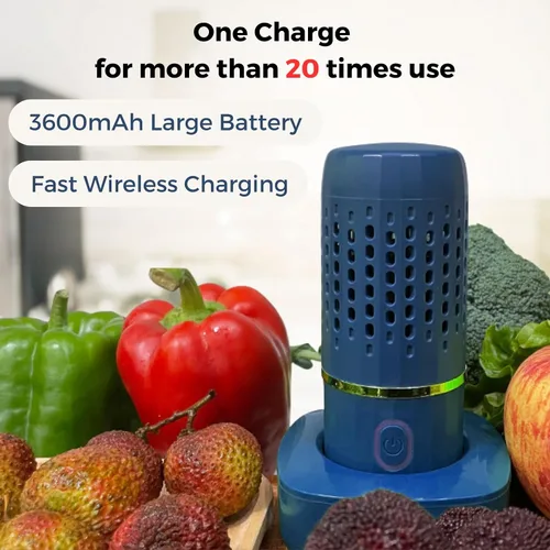 Vista 2 de Lavadora de frutas y verduras, dispositivo limpiador de frutas de cocina en agua, lavadora de frutas inalámbrica con tecnología de purificación