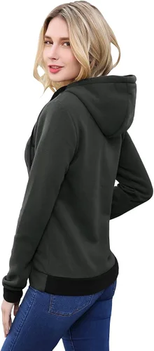 Vista 3 de DJT - Chaqueta con capucha con zíper oblícuo para mujer