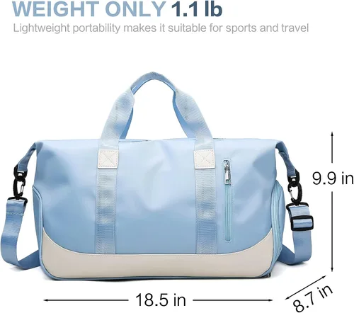 Vista 2 de Arouselove Bolsas de lona deportivas para mujeres y hombres, bolsa de gimnasio portátil con bolsillo húmedo y compartimento separado para zapatos