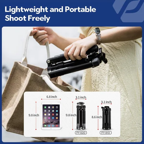 Vista 2 de Fotopro Mini trípode con soporte para teléfono con cabeza esférica desmontable para selfie stick plegado solo 8.6 pulgadas, carga máxima de hasta