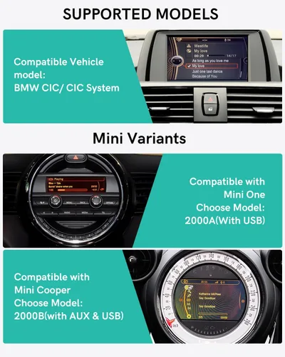 Vista 6 de Adaptador Bluetooth 5.0 aptX-HD con cable Y compatible con sistemas BMW CCC/CIC con interfaz USB+AUX (3000B)