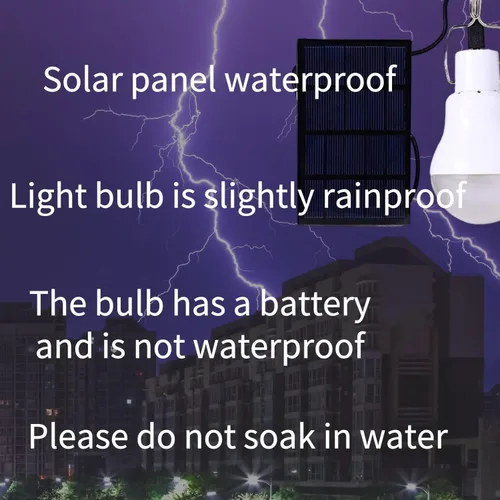 Vista 6 de Bombilla solar al aire libre, luces de gallinero, funciona con energía solar, con panel solar de 11.5 ft para camping, tienda de campaña, pesca