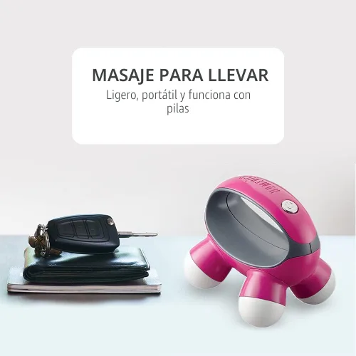 Vista 3 de Homedics Homedics, Quatro Mini Massager de mano con agarre a mano, masaje de vibración con batería, 4 nodos de masaje, alimentado por 2 baterías AAA