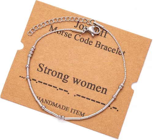Vista 91 de JoycuFF Pulseras inspiradoras de código morse para mujeres, cuentas de plata, joyería con mantra de motivación, regalos para ella