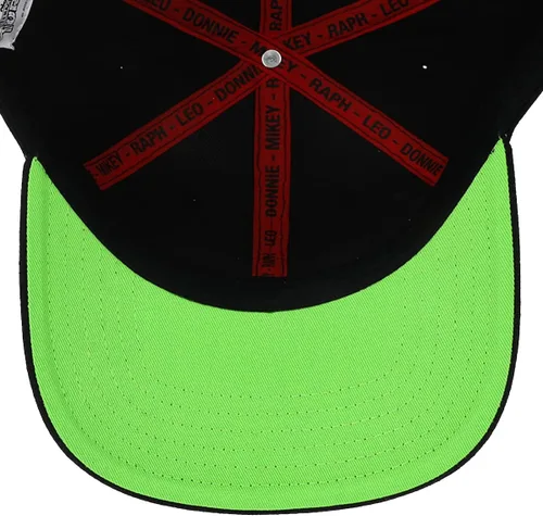 Vista 6 de Gorra de béisbol TMNT Retro Logo con cabezas de tortuga, color negro, Negro