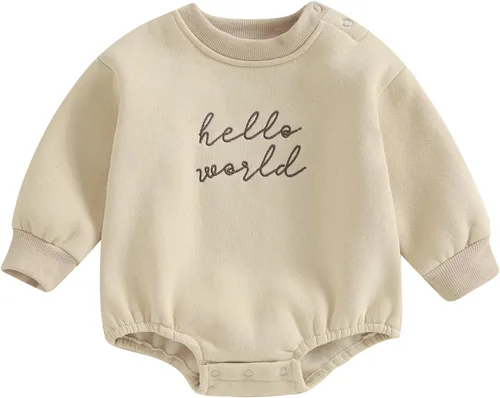 Vista 15 de VISGOGO Mameluco de gran tamaño para bebé recién nacido, ropa neutra Beige-aunties Bestie