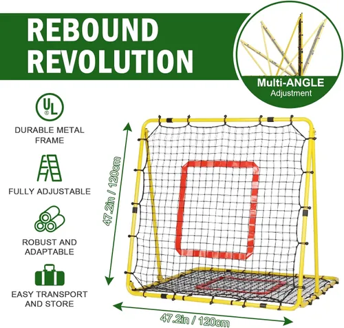 Vista 24 de BaseGoal Baseball Rebounder Net with Pitching Target,Easy Adjustable Angles Multi-Sport Training Rebound Screen, multi-angle pitch back; Strike