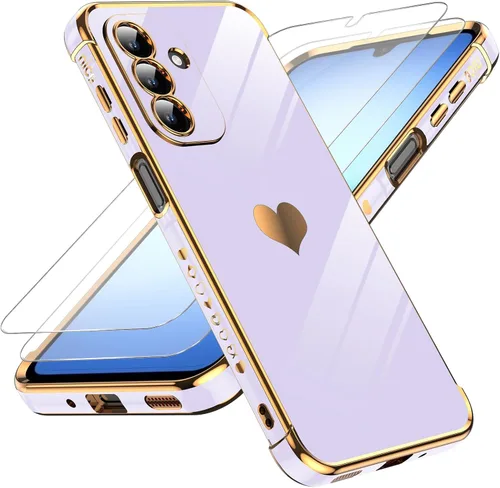 Vista 158 de LeYi Funda para Motorola-G 2025: Love Heart Plating Luxury, Negro