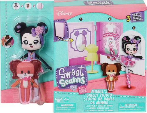Vista 3 de SWEET SEAMS - Muñeca de trapo suave de 6 pulgadas, 1 juguete Minnie Mouse y Fifi Ballet Studio