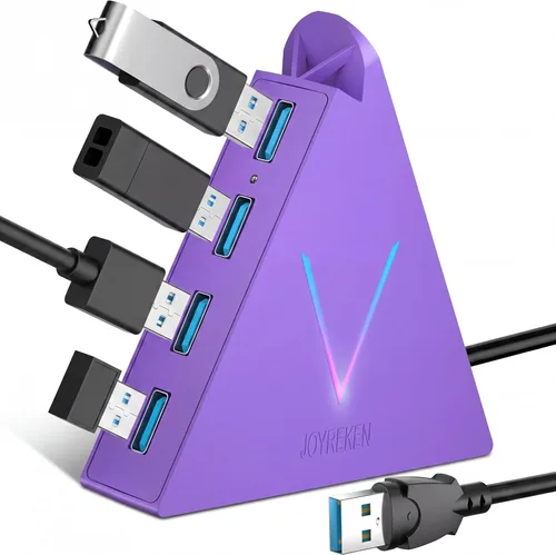 Vista 19 de FlyingVHUB Hub USB 3.0 de 4 puertos, torre concentrador USB con cable extendido de 2 pies, divisor USB para laptop, PC, PS4, PS5, Xbox, mouse
