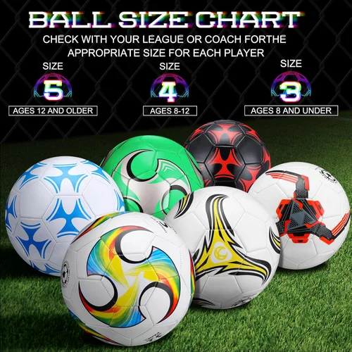 Vista 3 de Deekin Balón de fútbol a granel con aguja de bomba de tamaño 5/4/3 desinflado, pelota de fútbol oficial para interiores y exteriores, accesorios