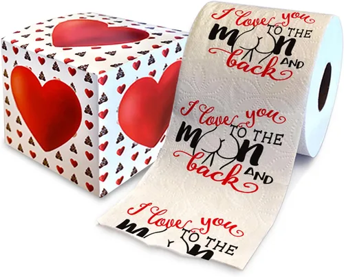 Vista 16 de Printed TP 'Coz We're POO-fect Together - Papel higiénico impreso, divertido rollo de papel higiénico para San Valentín, decoración de baño, regalo