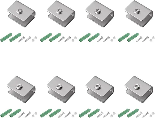 Vista 12 de 4 piezas de acero inoxidable ajustable soporte de estante de vidrio rectangular pequeña puerta gabinete abrazadera clip soporte para 0.236-0.315 in