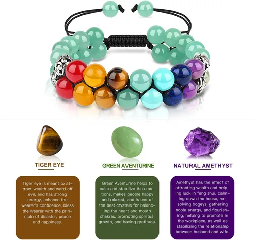 Vista 5 de Pulsera de triple protección, ojo de tigre malvado de ojo y obsidiana negra de 0.315 in, pulsera curativa para hombres y mujeres, pulsera curativa