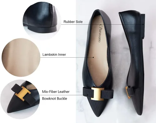 Vista 4 de C.Paravano Zapatos planos para mujer I Flat para mujer de cuero I puntiagudo I zapatos planos de ballet para mujer I Slip on Dressy Flats