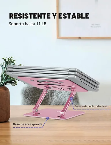 Vista 4 de Soporte para computadora portátil en forma de Z para escritorio Rosa Puce.