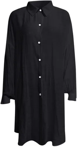 Vista 4 de Ceboyel Blusas casuales de gasa de verano para mujer, camisas de manga larga de lino y algodón, blusas con cuello abotonado, blusas de moda