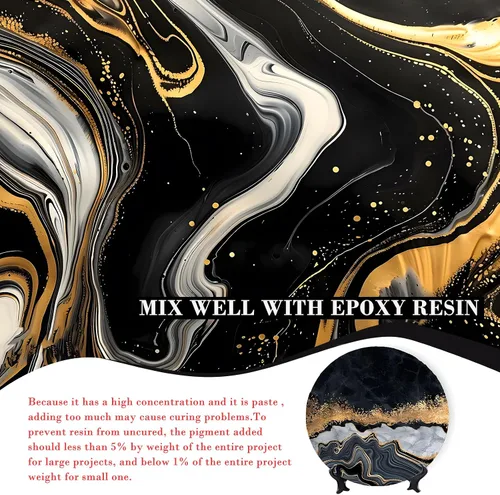Vista 5 de Pasta de pigmento de resina epoxi negra de alta concentración, 2.8 onzas, colorante epoxi negro opaco para arte, mesa de río, fabricación de joyas
