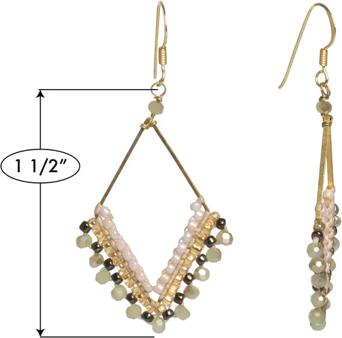 Vista 2 de Joob Joob Aretes bohemios para mujer, aretes colgantes de plata, joyería hecha a mano con cuentas para mujer
