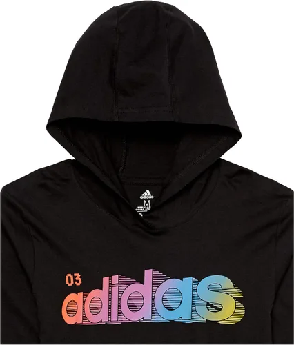 Vista 2 de adidas Boys' Long Sleeve Cotton Linear Logo Hooded T-Shirt