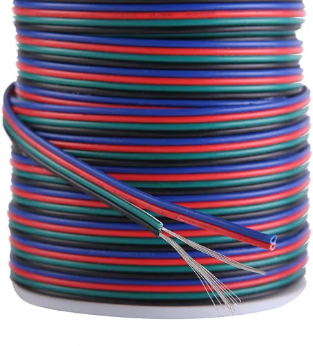 Vista 2 de C-able Cable de extensión de cable RGB de 4 pines de 100 pies (100.1 ft) 22 AWG con carrete, luces LED, tira de cables de extensión para 5050 3528