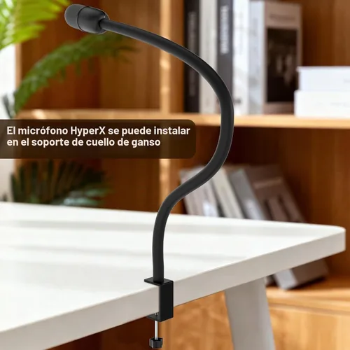 Vista 4 de Soporte para micrófono, 19.7 in de largo, flexible con brazo de cuello de cisne, soporte universal de clip de micrófono resistente adaptador de 3/8