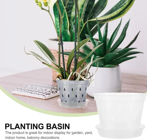 Vista 3 de Levemolo 2 juegos de macetas de orquídeas para plantas, macetas ranuradas para orquídeas, macetas de vivero, macetas de orquídeas, macetas